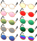 10Pcs Cat Dog Sunglasses Funny Pet Glasses round Metal, Mixed Color